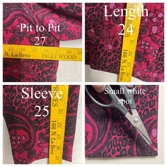 Goodclothes Petite 2XWP Paisley & Floral Cropped Button-Up Shirt 2XWP Pink Black - Picture 12 of 13